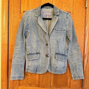 Gap Women's Vintage Denim Blazer Blue Size 4 Mid-Length Casual Jacket